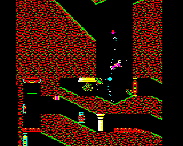 Exile screenshot, BBC Micro, Attacked by balls.