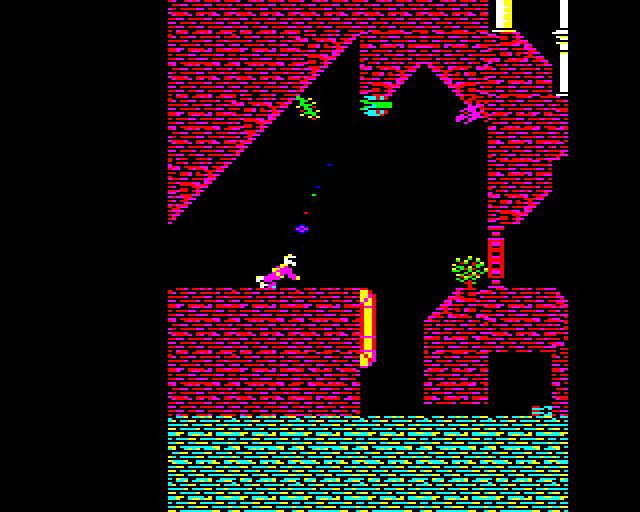 Exile screenshot, BBC Micro, A deadly turret.