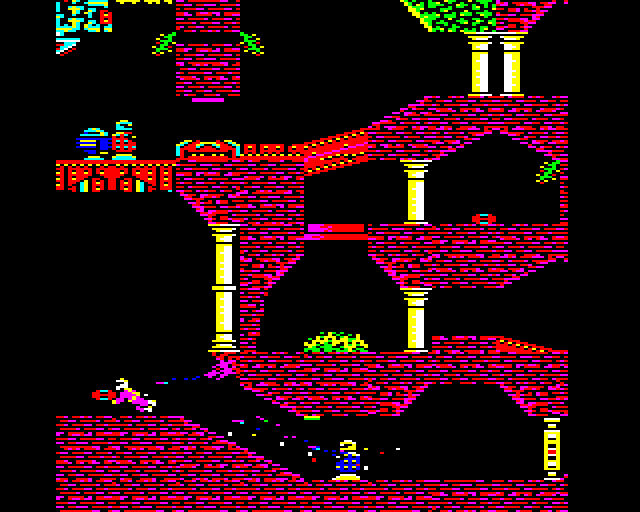 Exile screenshot, BBC Micro, Stealing a power pod.
