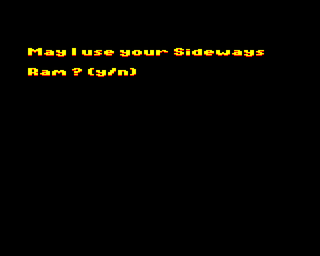 Exile screenshot, BBC Micro, May I use your sideways Ram? (y/n)