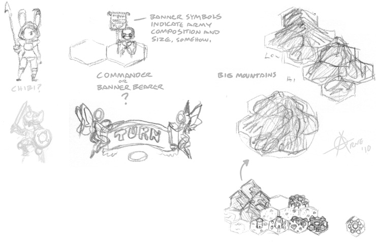 Misc ideas, rough pencil thumbnails.